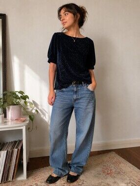 Black H&M Size Small Sparkle 3/4 Length Sleeve Blouse